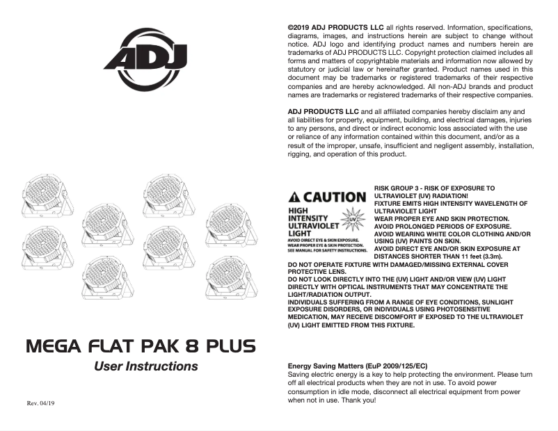 First page image of the manual for Mega Flat Pak 8 Plus