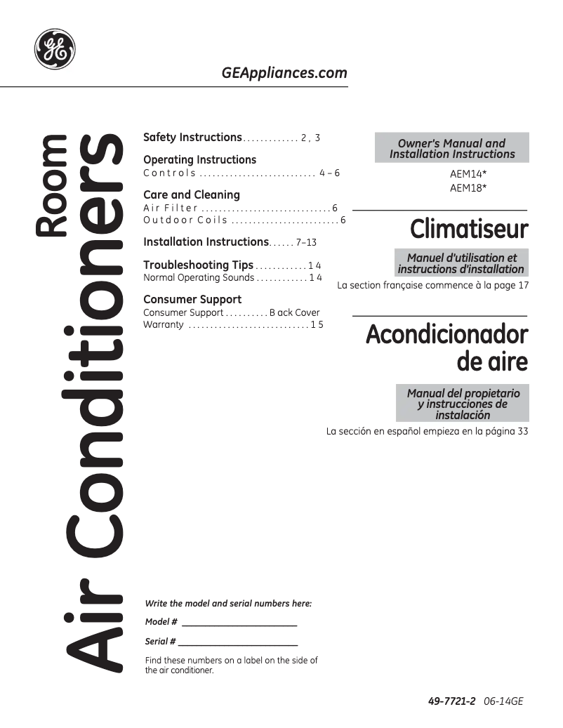 First page image of the manual for AEM18DP