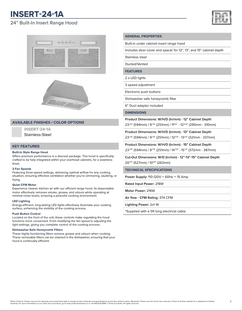 First page image of the manual for INSERT-24-1A