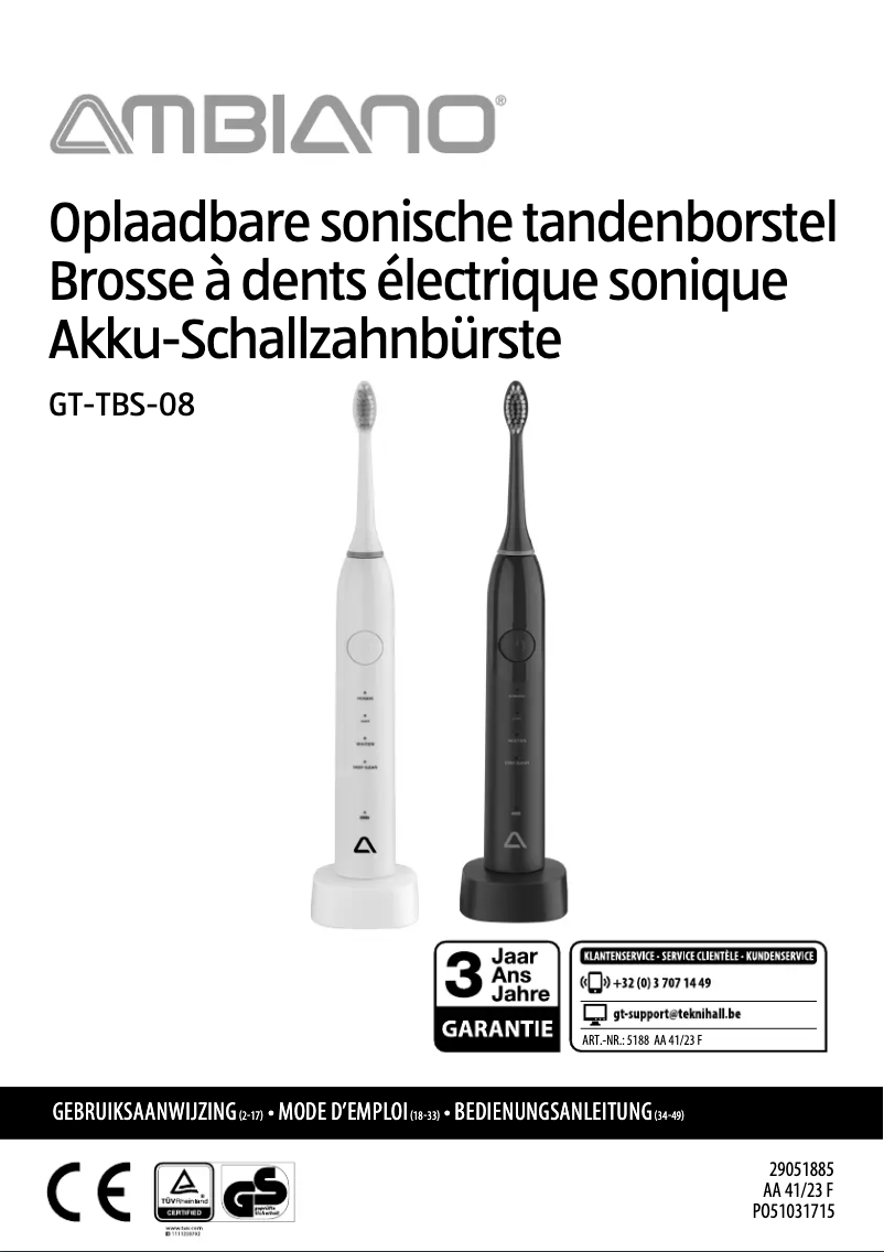 Page 1 of the manual User Manual Ambiano GT-TBS-08