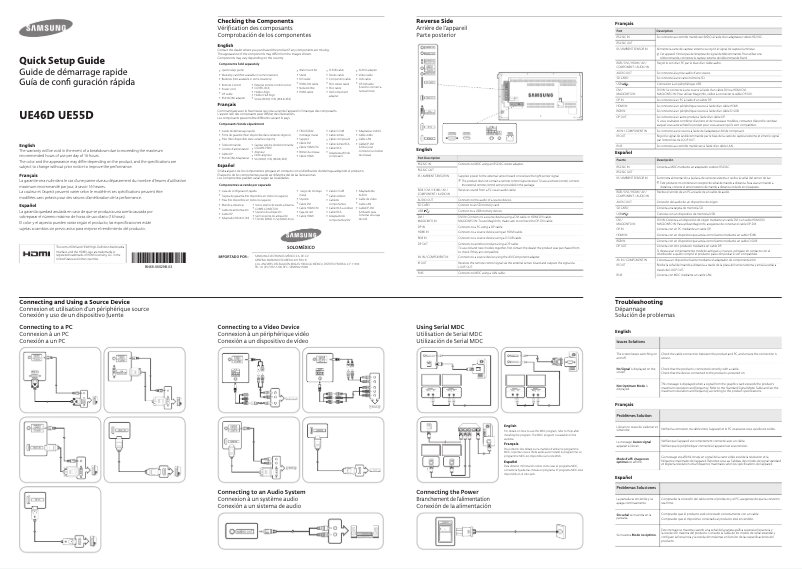 First page image of the manual for SyncMaster UE46D