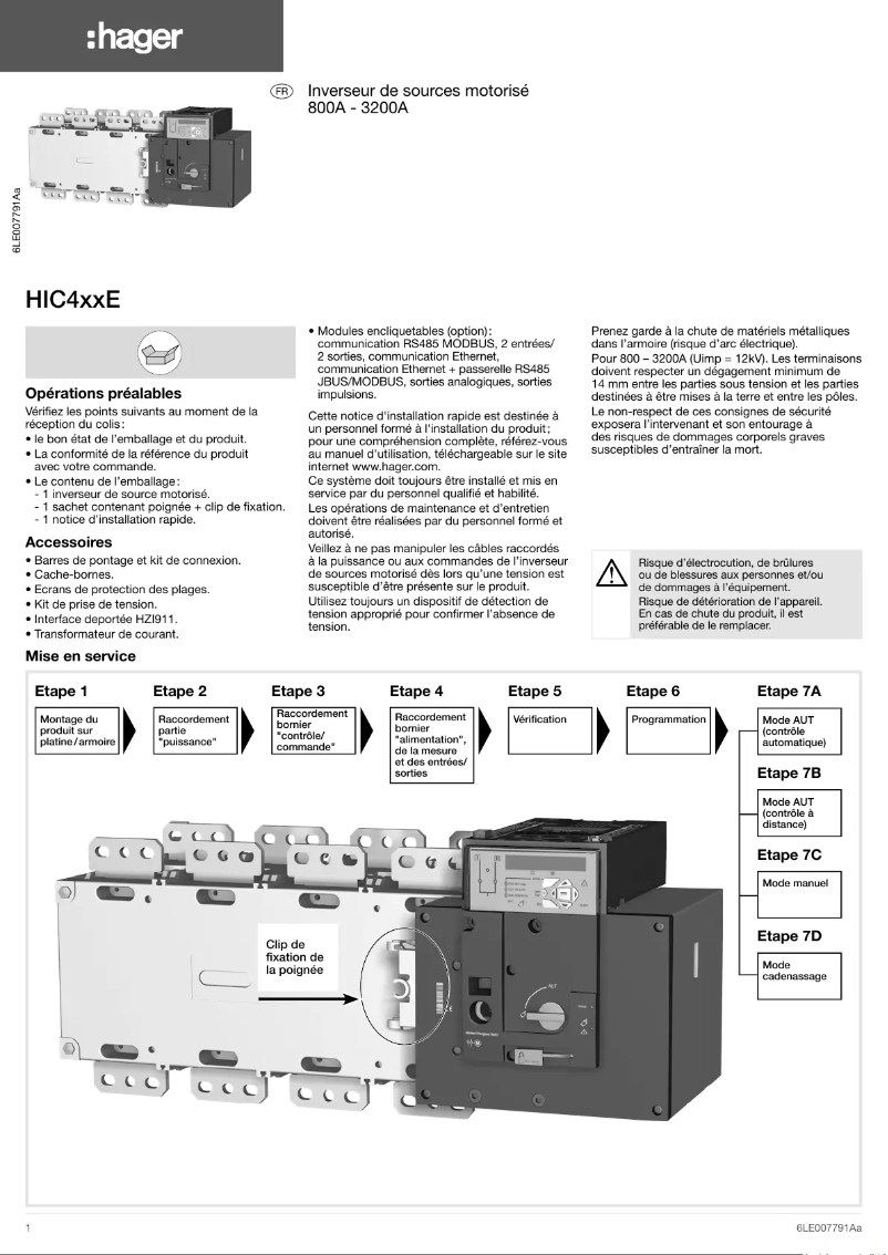 Page 1 of the manual User Manual Hager HIC490E