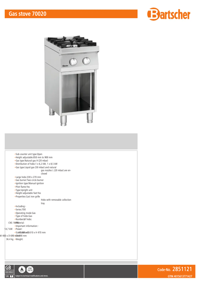 First page image of the manual for 2851121