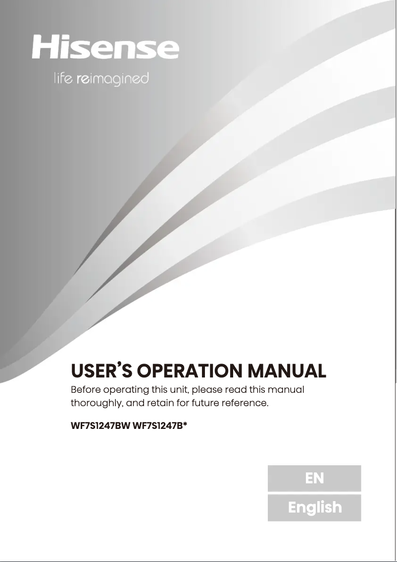 First page image of the manual for WF7S1247BB