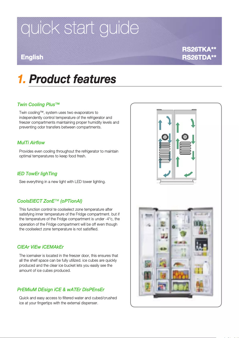 First page image of the manual for RS26TKAPN