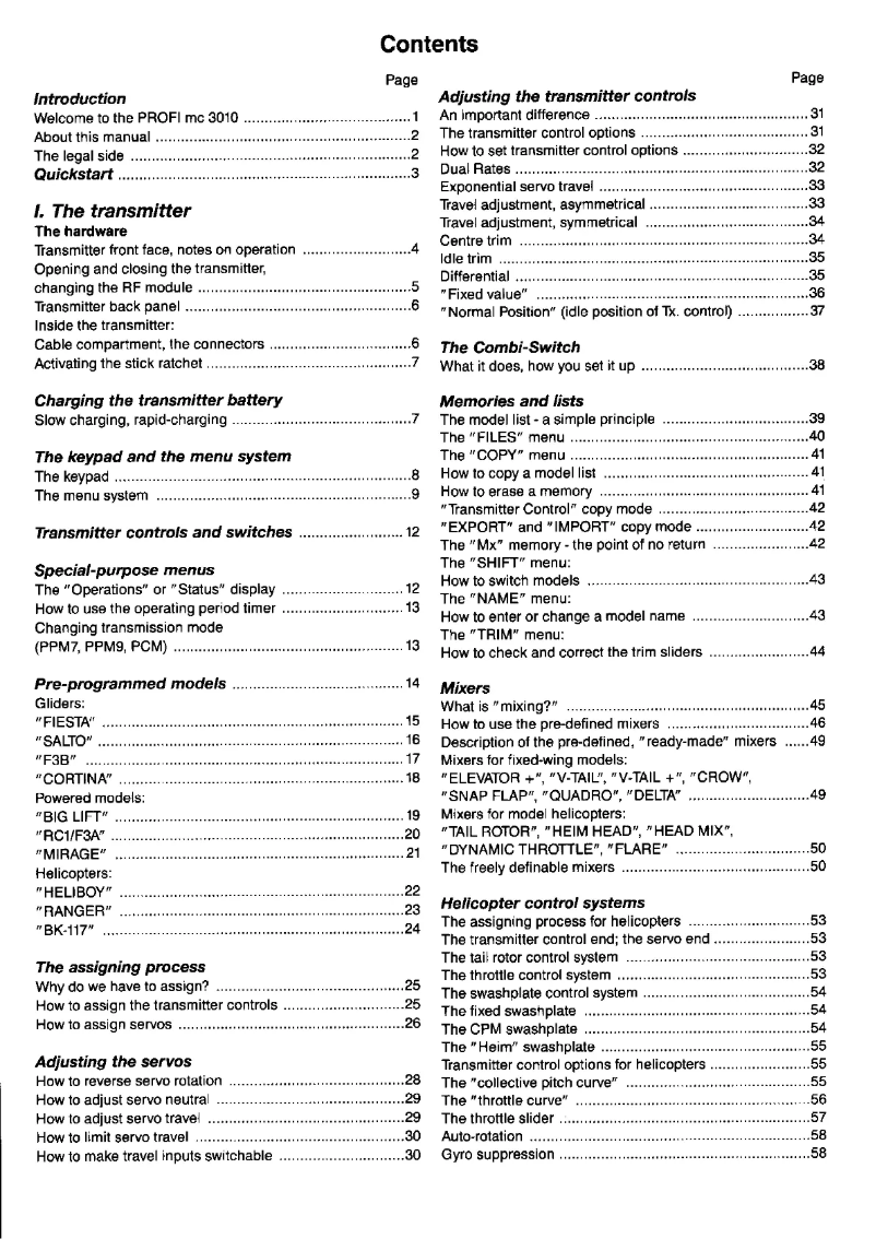 First page image of the manual for PROFI mc 3010