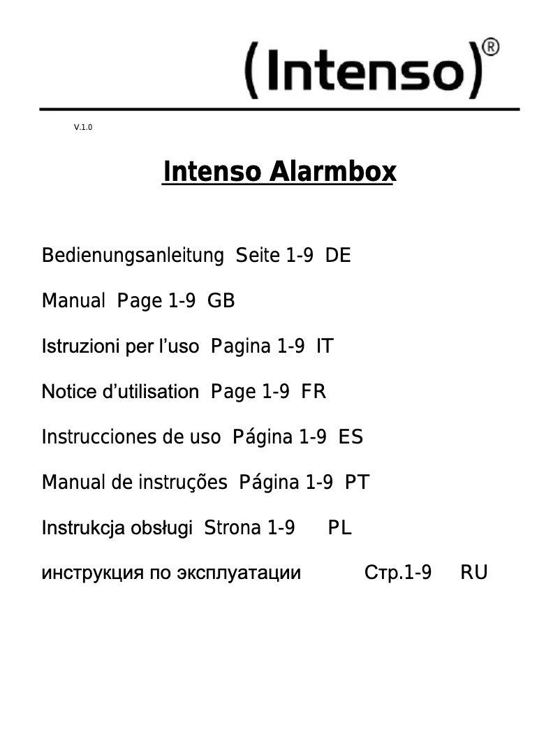 First page image of the manual for Alarmbox