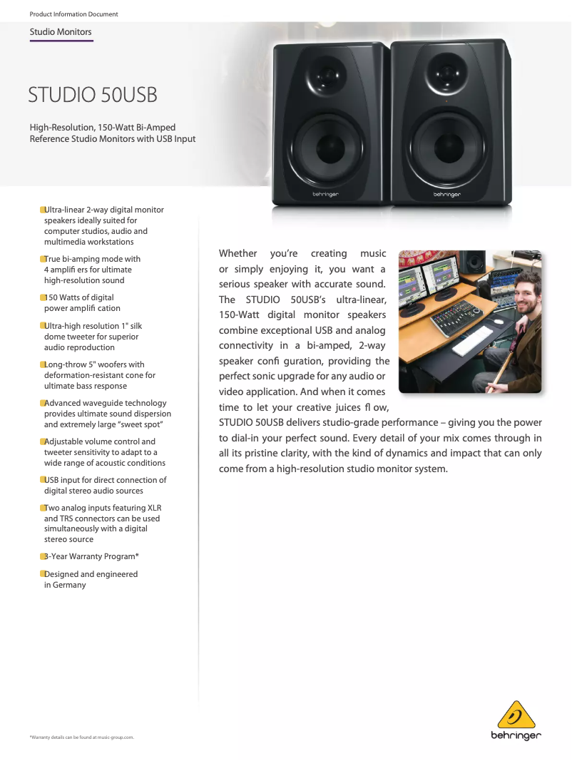 Image de la première page du manuel de l'appareil Studio 50USB