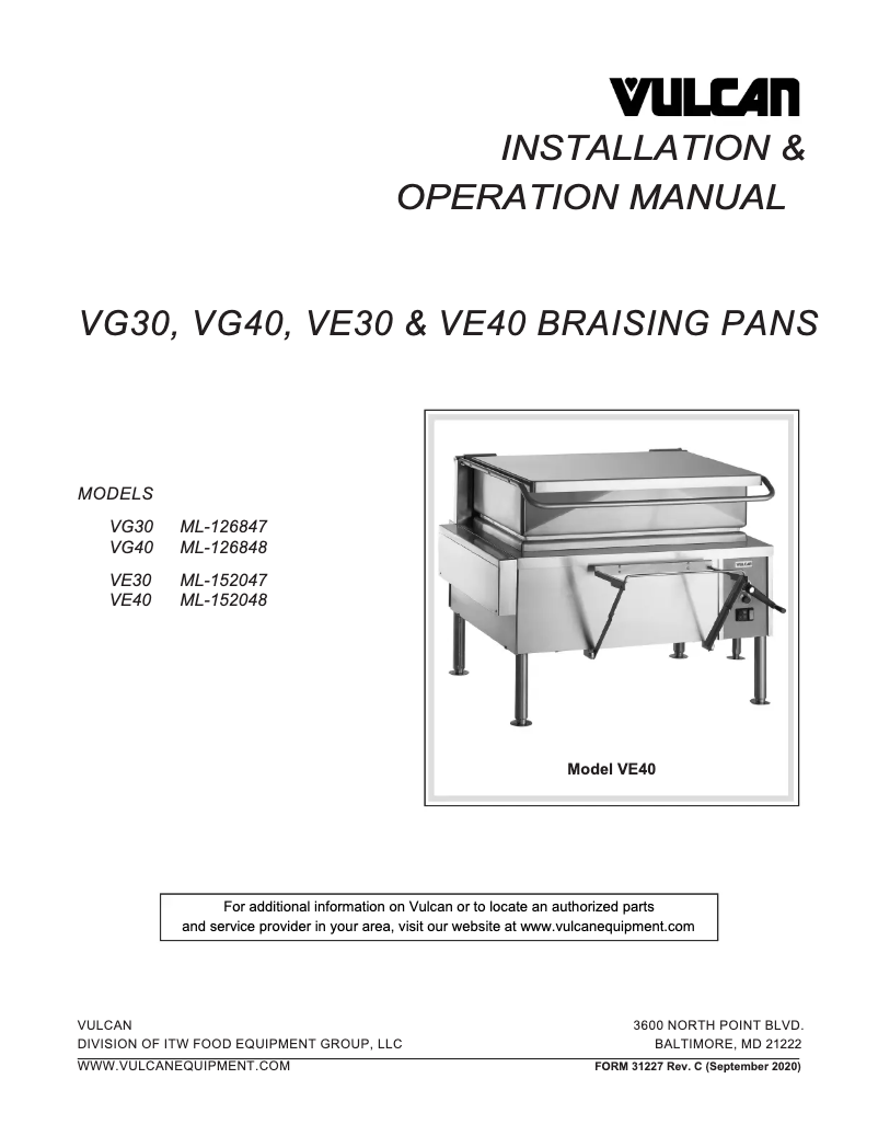 First page image of the manual for VG30