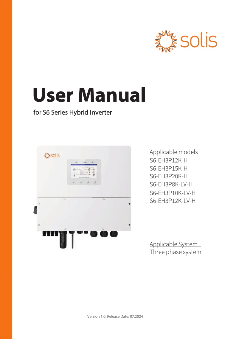 First page image of the manual for S6-EH3P15K-H