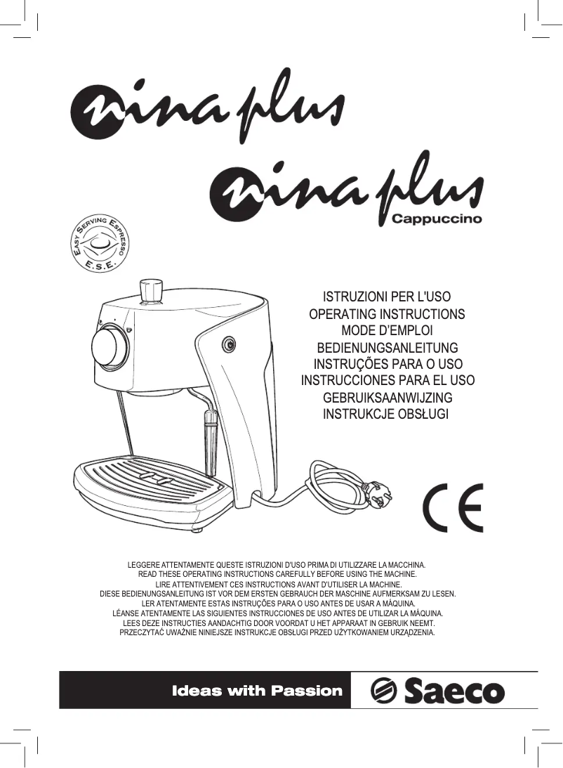 Page 1 of the manual User Manual Philips Saeco Nina RI9355