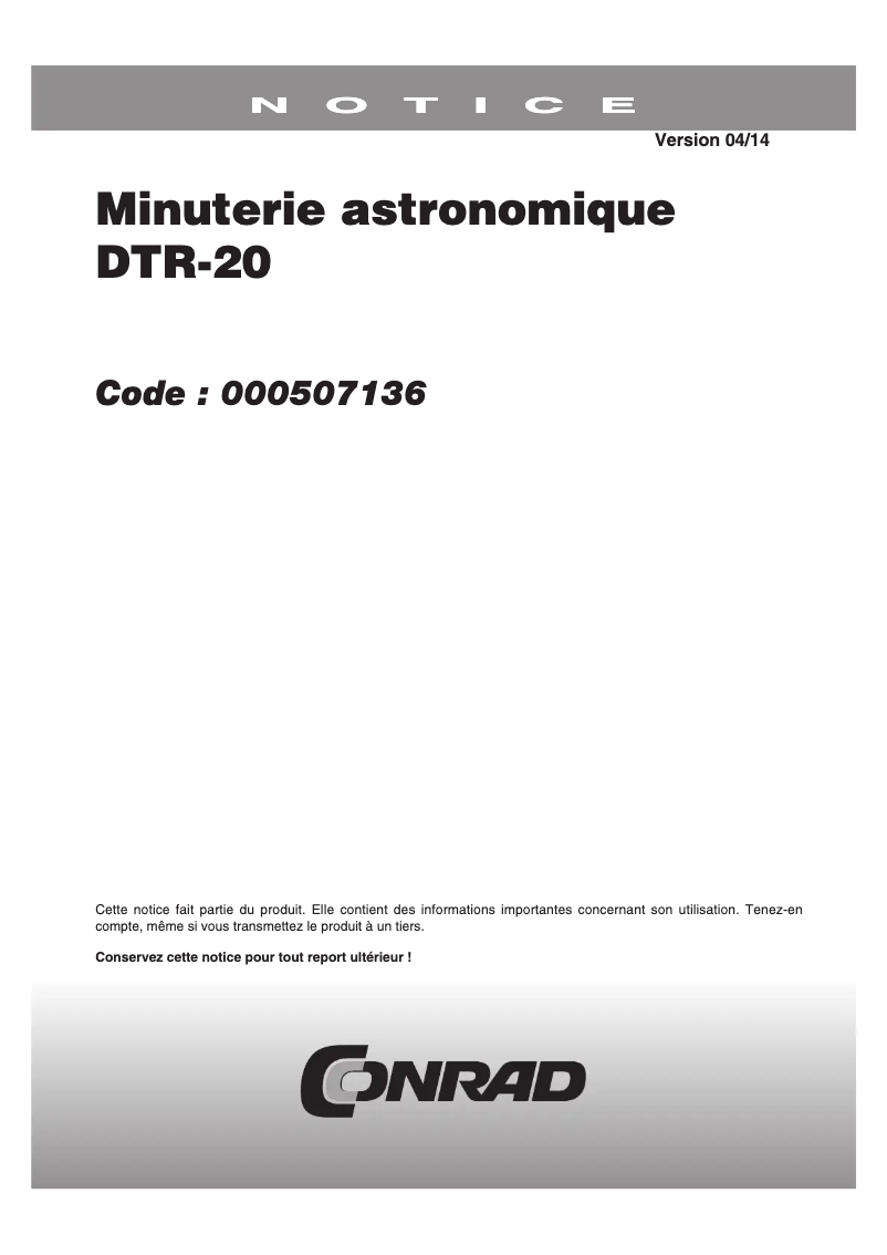 First page image of the manual for DTR-20
