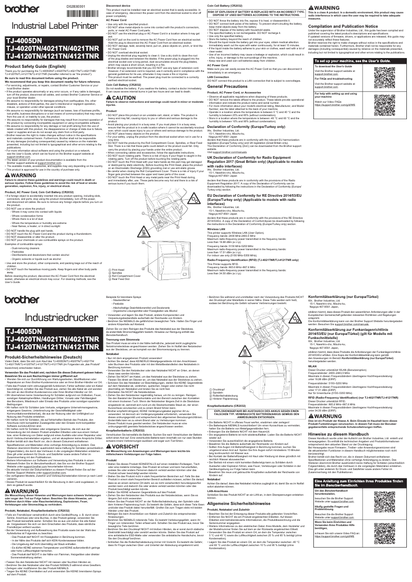 First page image of the manual for TJ-4005DN