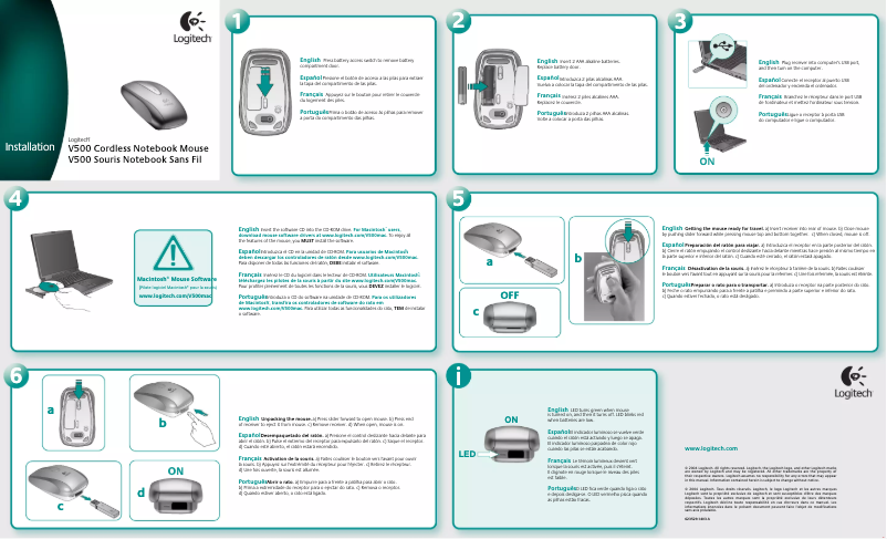 Page 1 de la notice Manuel utilisateur Logitech V500