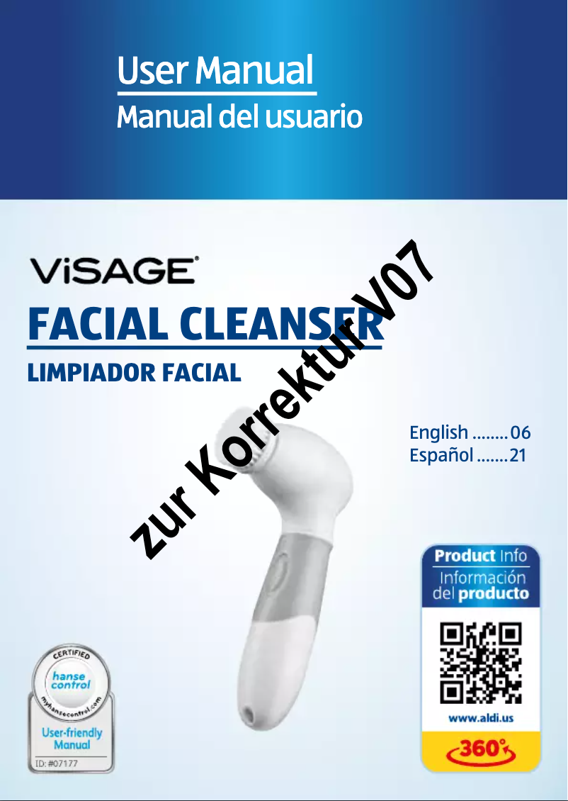 Page 1 of the manual User Manual Easy Home Visage Facial Cleanser GT-FCr-02