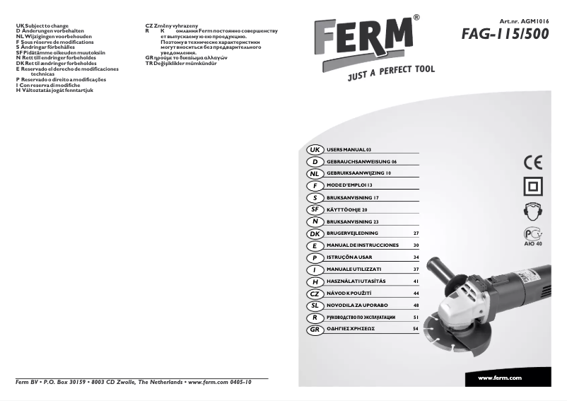 First page image of the manual for FAG-115/500