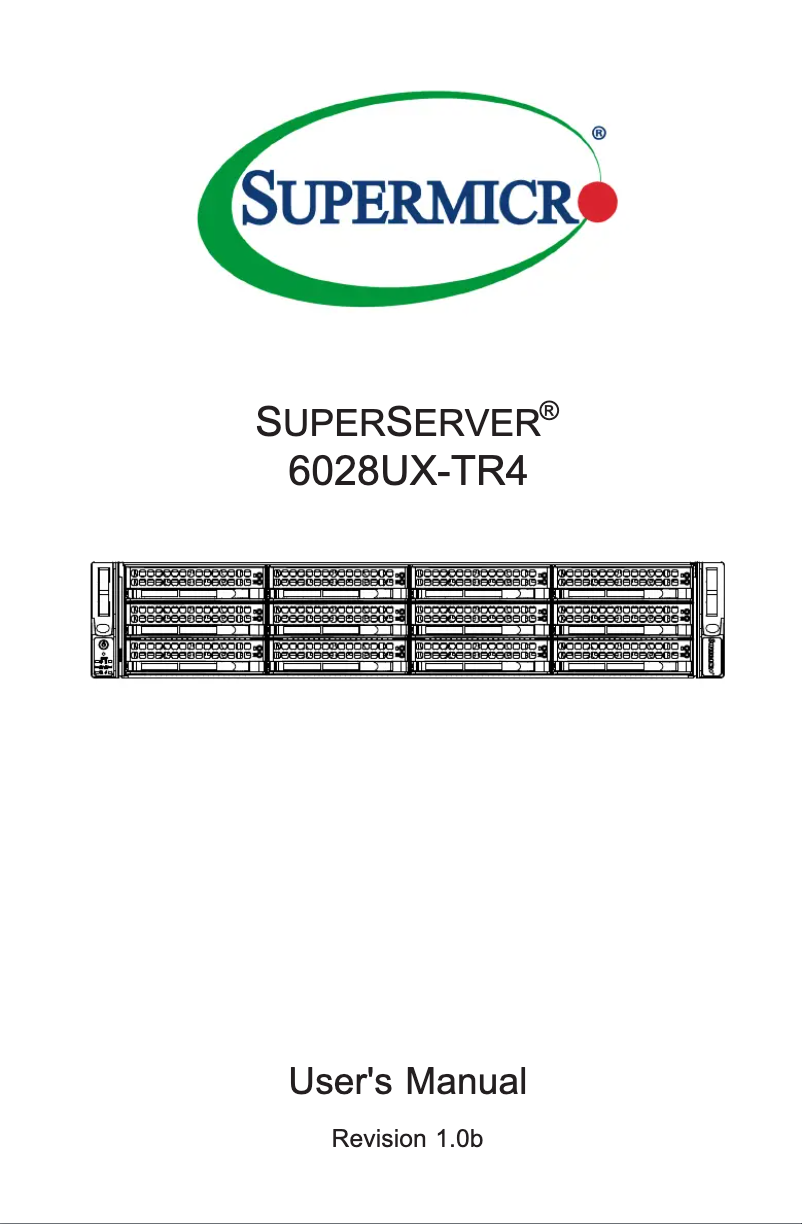 First page image of the manual for SuperServer 6028UX-TR4