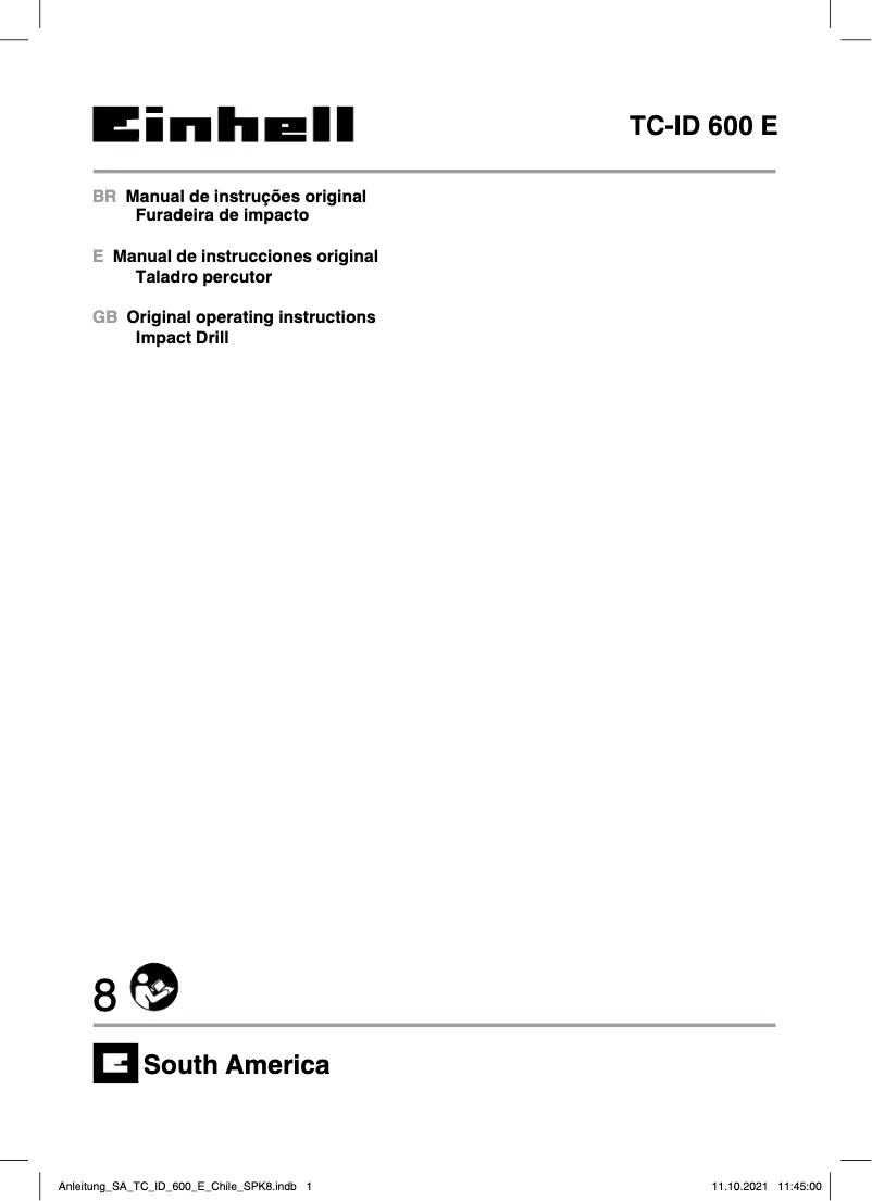 First page image of the manual for TC-ID 600 E EX