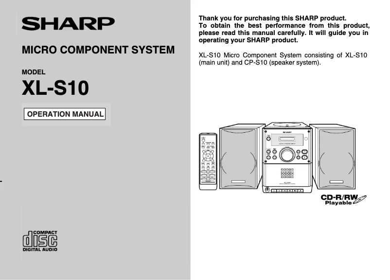 Page 1 of the manual User Manual Sharp XL-S10