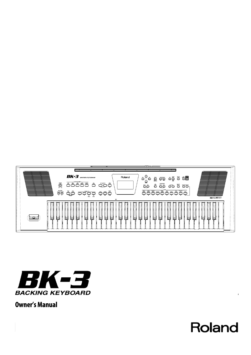 Page 1 of the manual User Manual Roland BK-3-WH