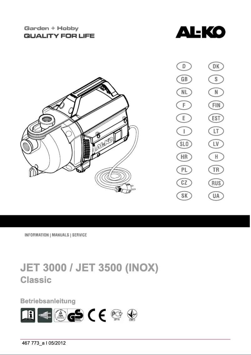 Image de la première page du manuel de l'appareil JET 3500