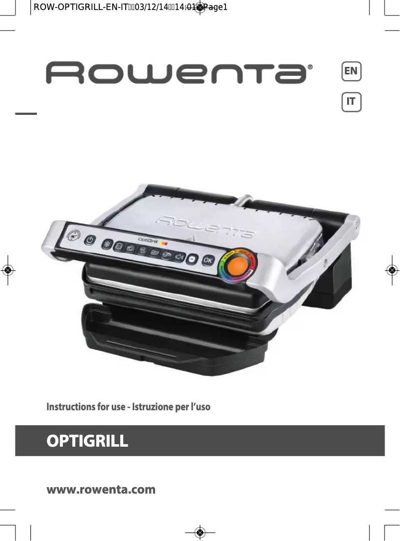 Image de la première page du manuel de l'appareil OptiGrill GR702D21