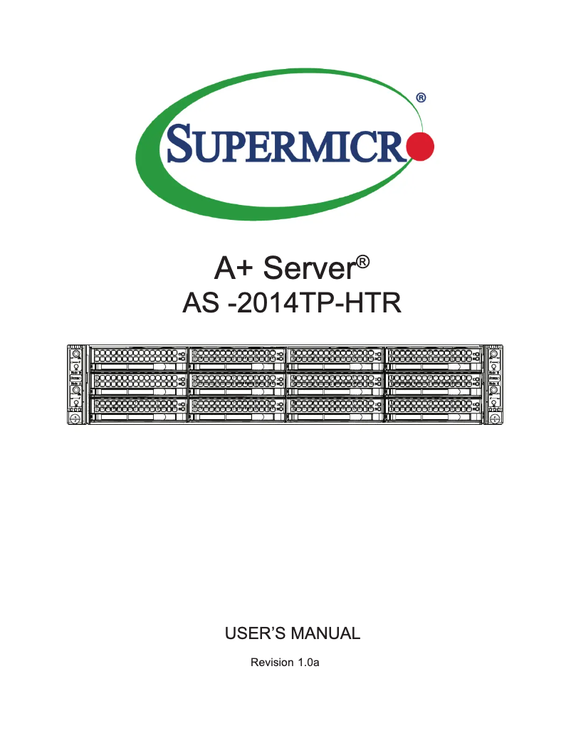 First page image of the manual for A+ Server 2014TP-HTR