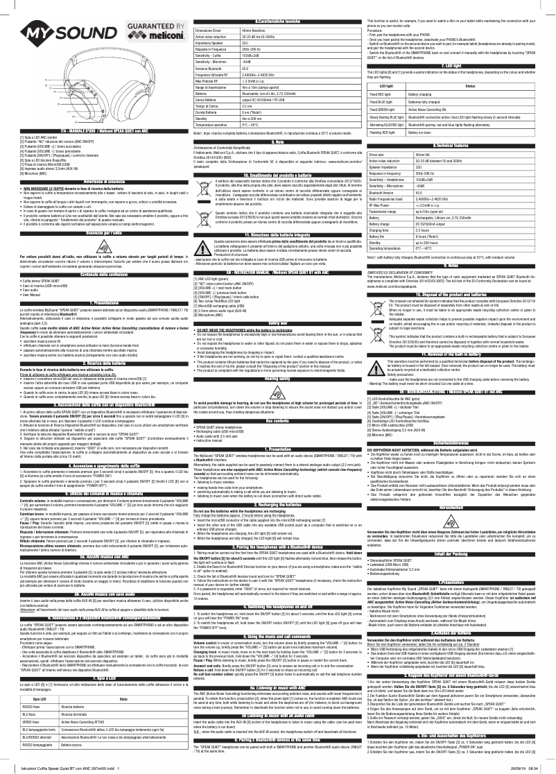 First page image of the manual for MySound Speak QUIET