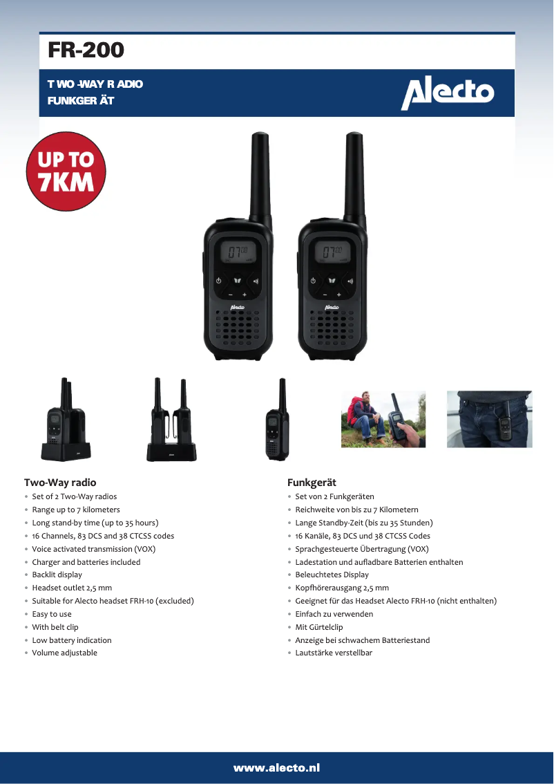 Page 1 de la notice Manuel utilisateur Alecto FR-200