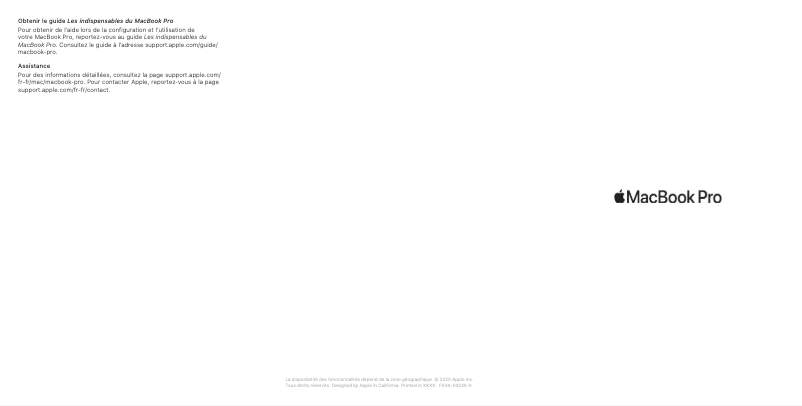 Page 1 of the manual User Manual Apple MacBook Pro