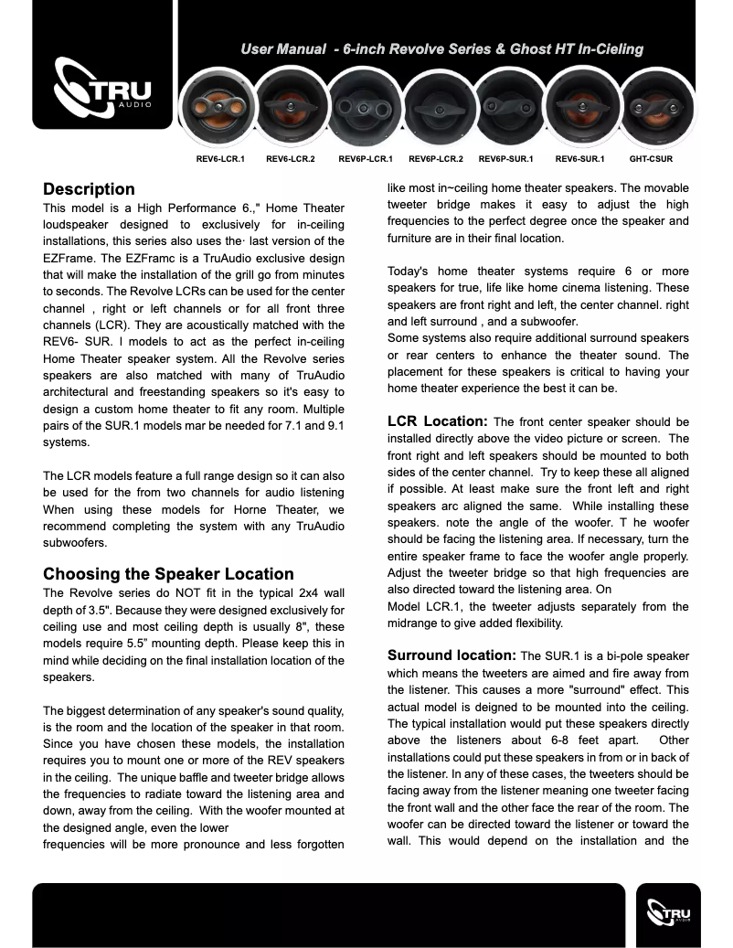 Page 1 of the manual User Manual TruAudio REV6-SUR.1