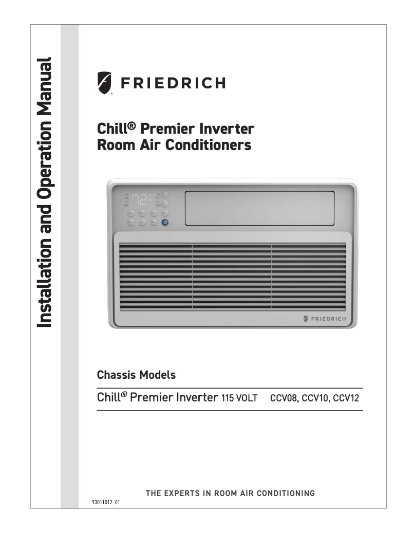 Page 1 of the manual Installation Guide Friedrich Chill Premier Inverter CCV08A10A