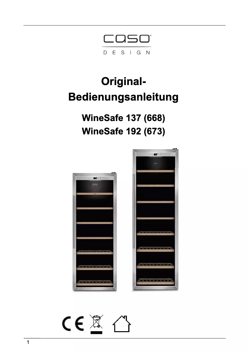 First page image of the manual for WineSafe 192