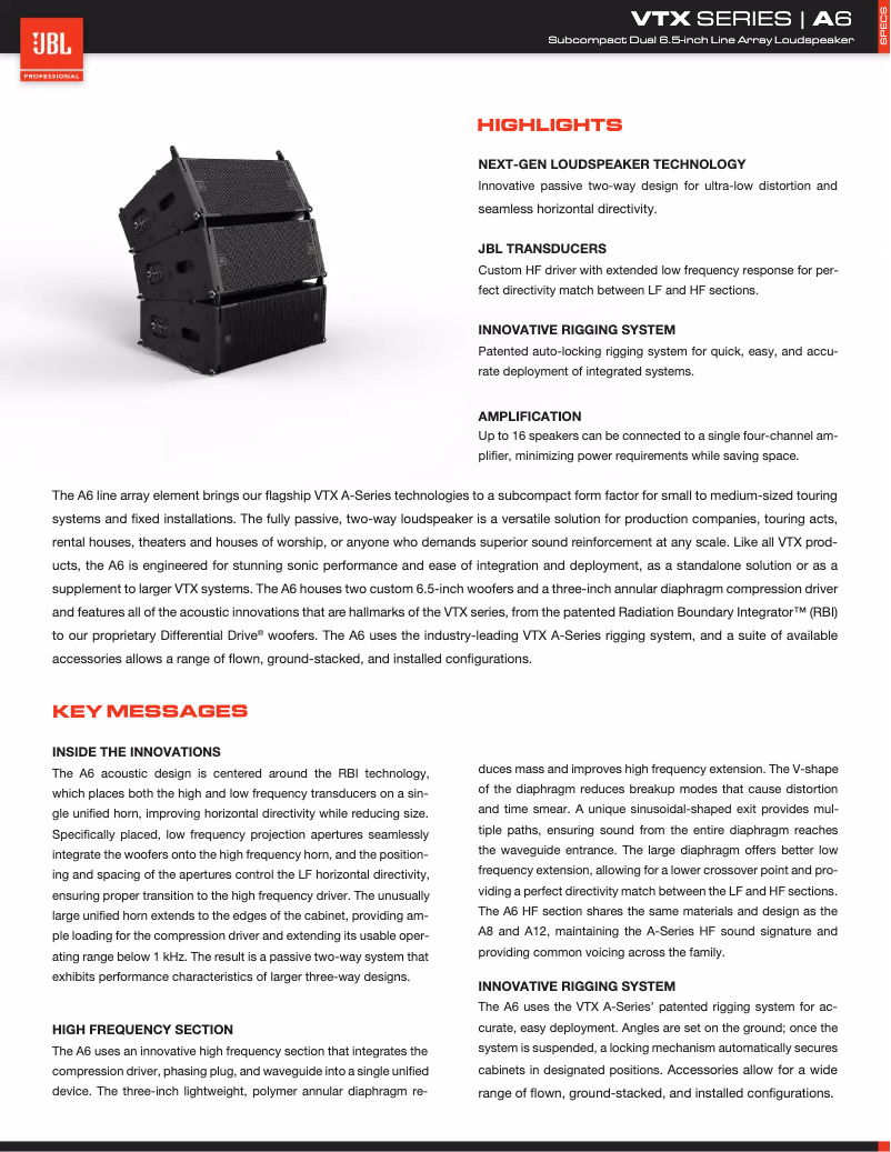 First page image of the manual for VTX A6