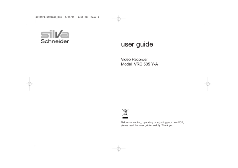 First page image of the manual for VRC505Y