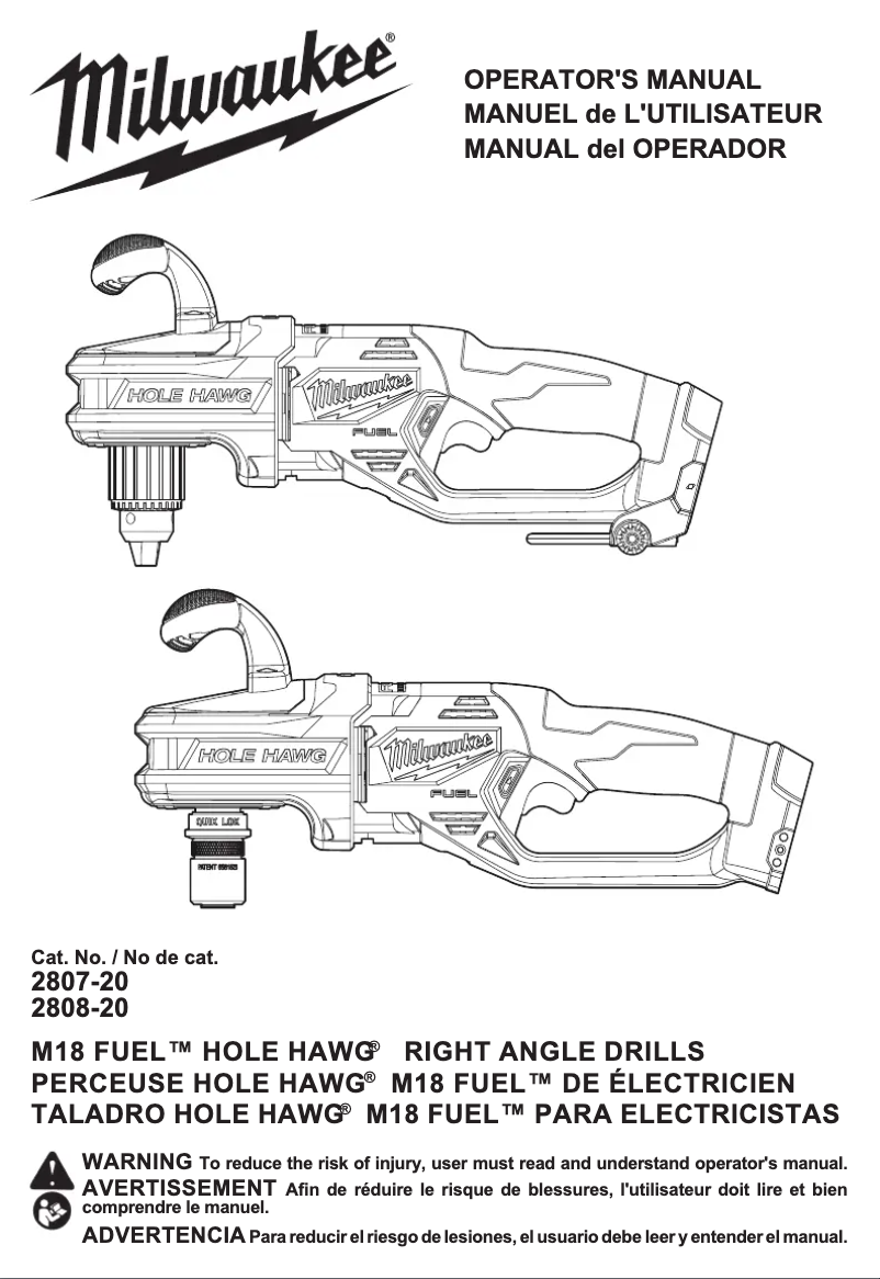 First page image of the manual for M18 Fuel 2808-22