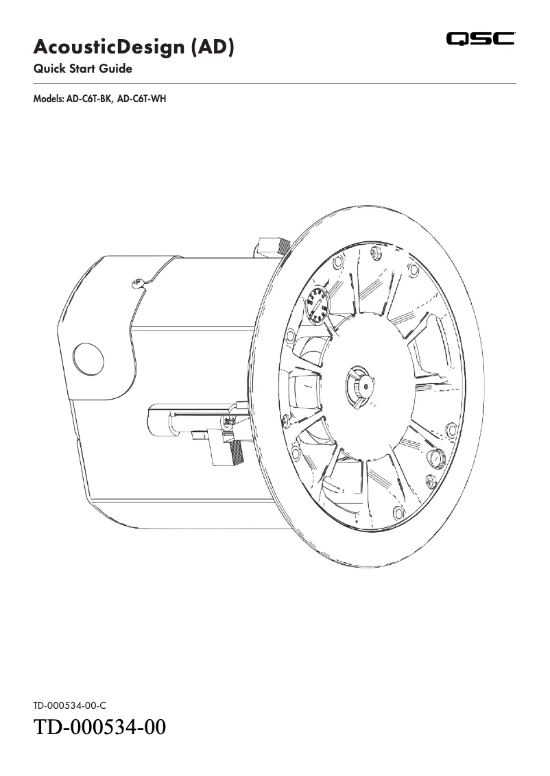 Page 1 of the manual Quick Start Guide QSC AD-C6T