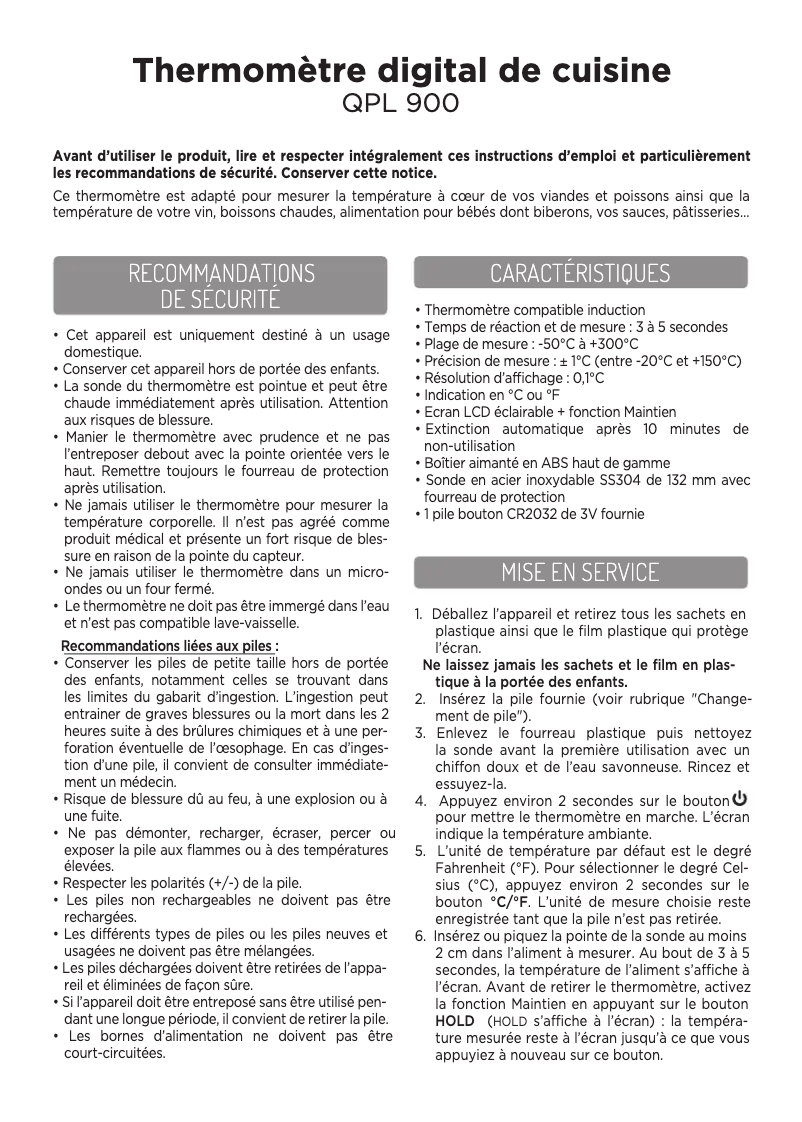 Page 1 of the manual User Manual Riviera & Bar QPL900