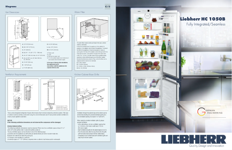 Page 1 of the manual Technical Sheet Liebherr HC 1050B