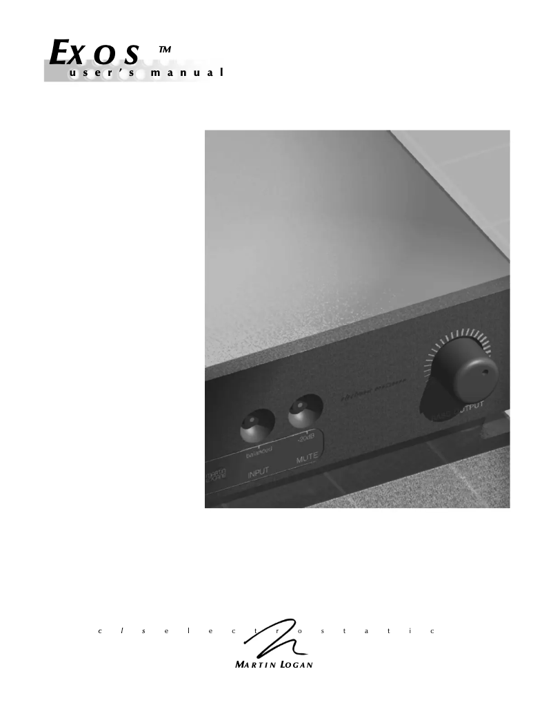 Page 1 of the manual User Manual Martin Logan Exos