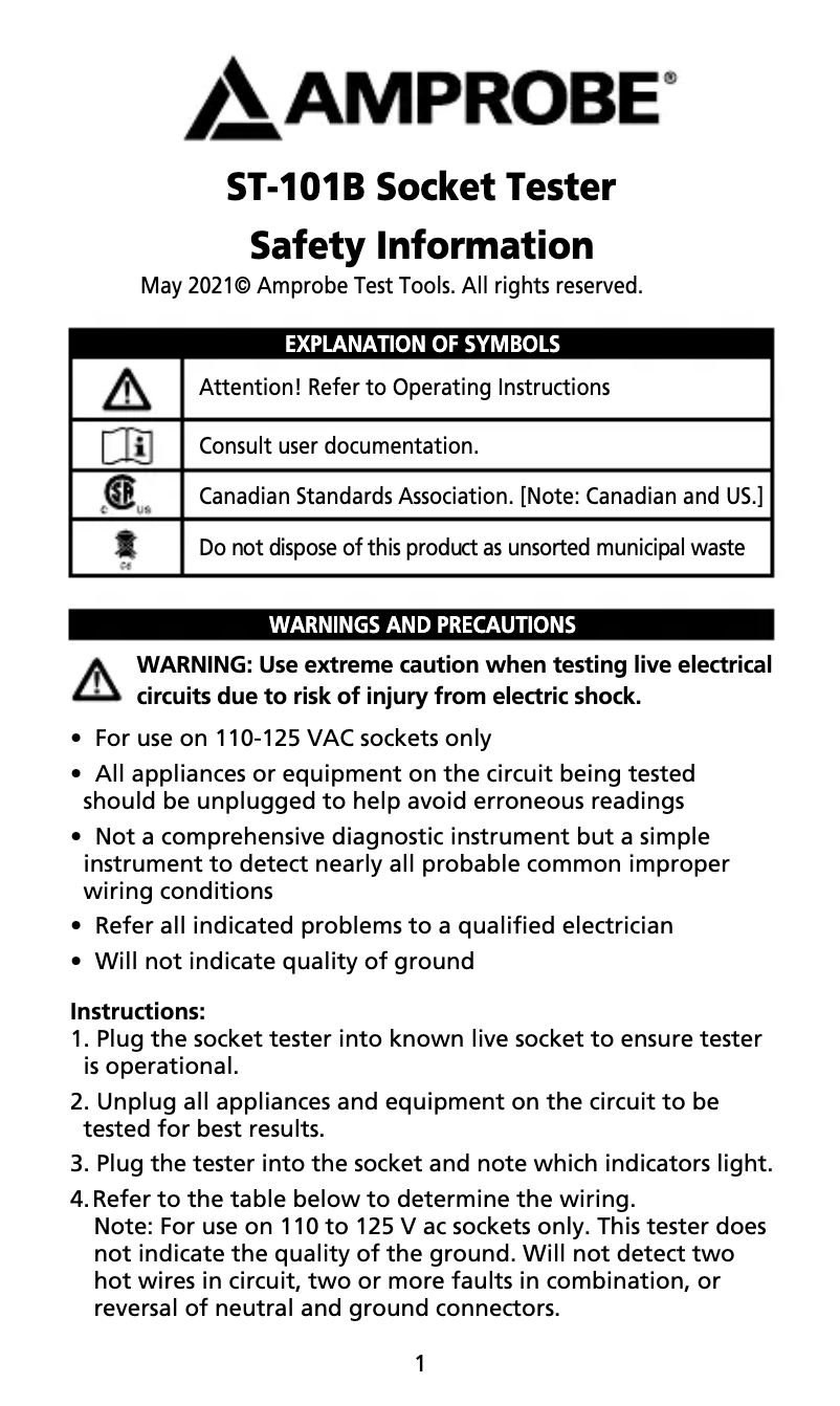 First page image of the manual for ST-101B