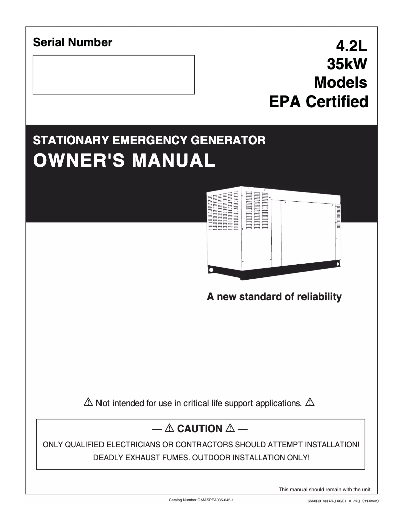 First page image of the manual for QT04542ANANR