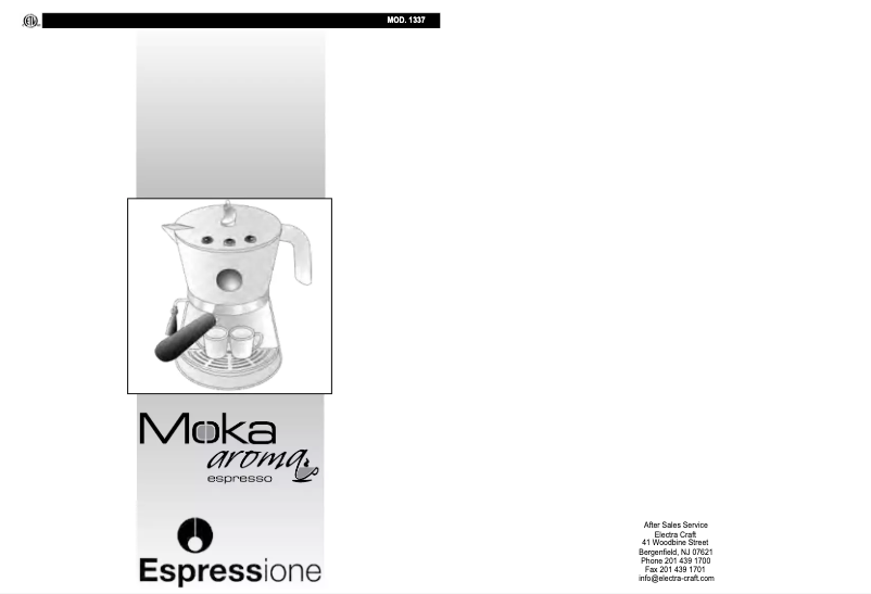 Page 1 of the manual User Manual Espressione Moka Aroma 1337
