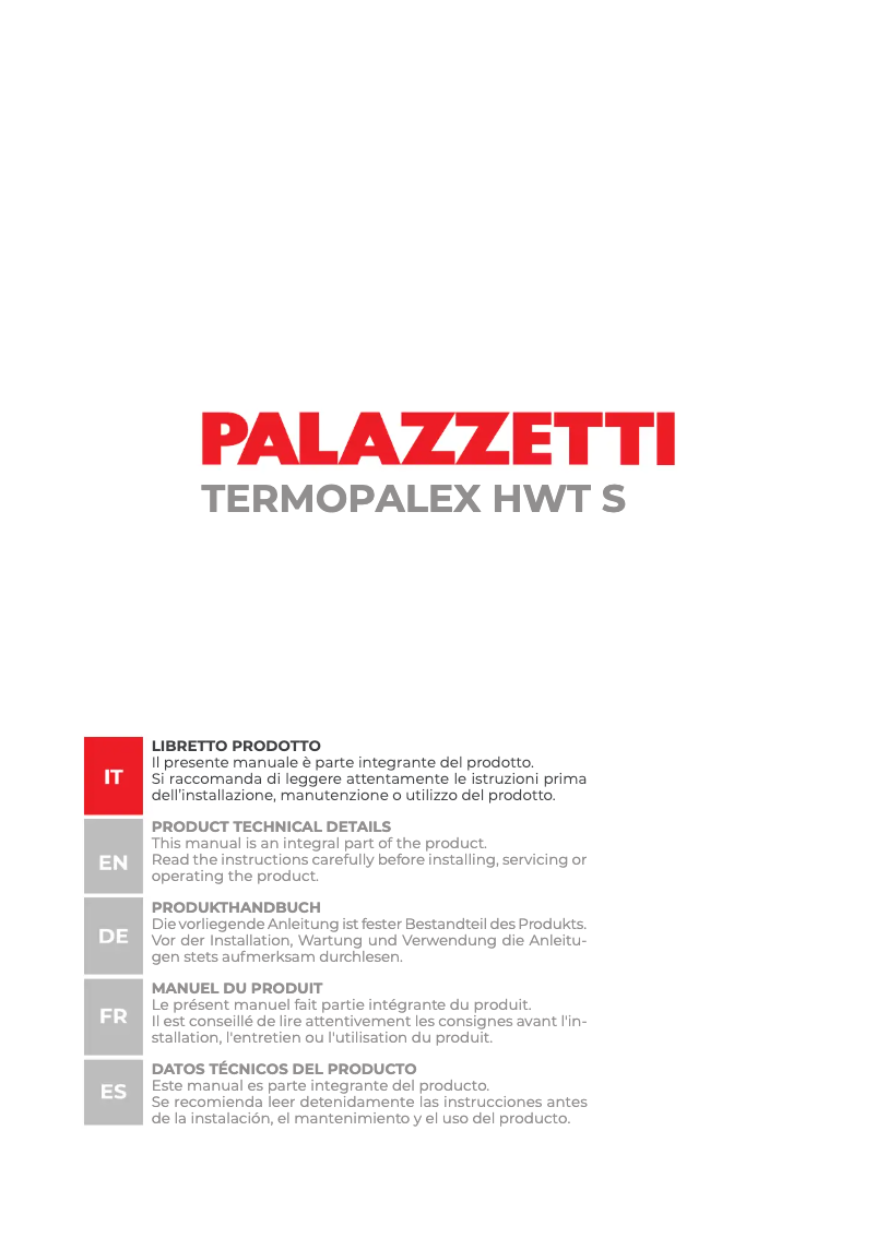 First page image of the manual for TERMOPALEX HWT S78F