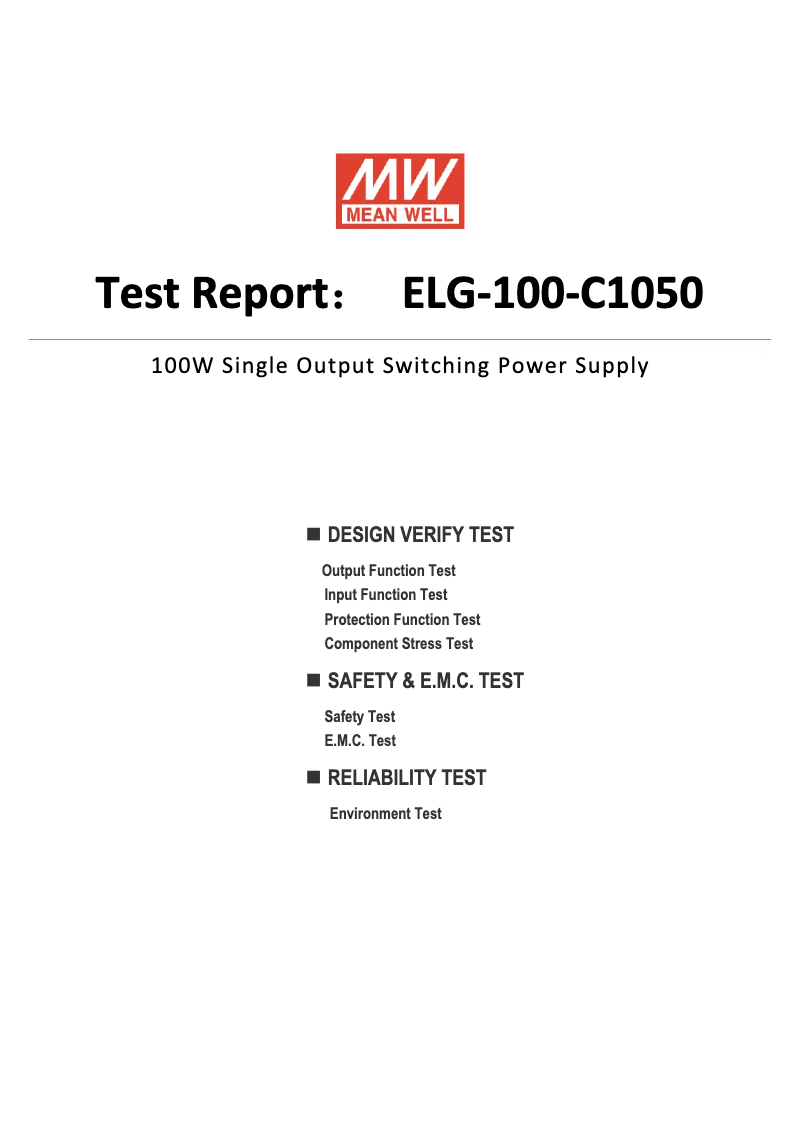First page image of the manual for ELG-100-C1050