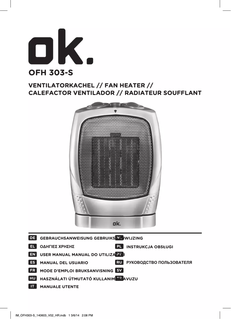 First page image of the manual for OFH 303