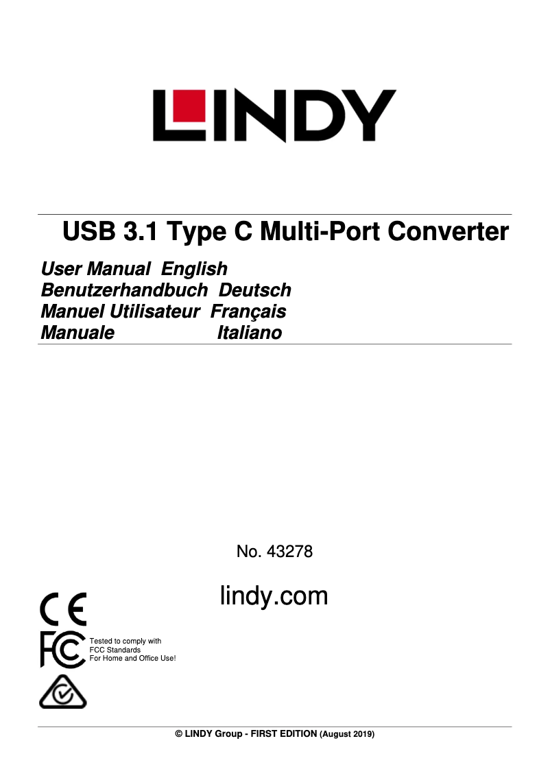 First page image of the manual for 43278