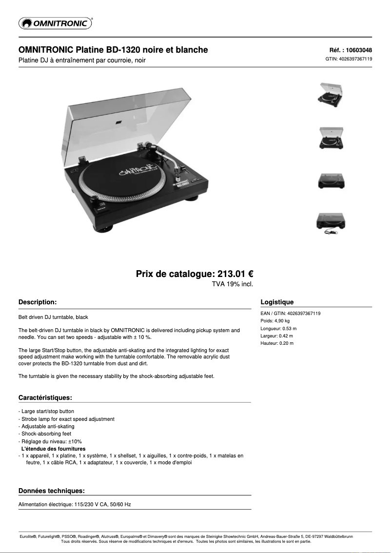First page image of the manual for BD-1320