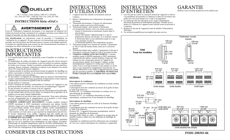 First page image of the manual for OAC01500BL-T