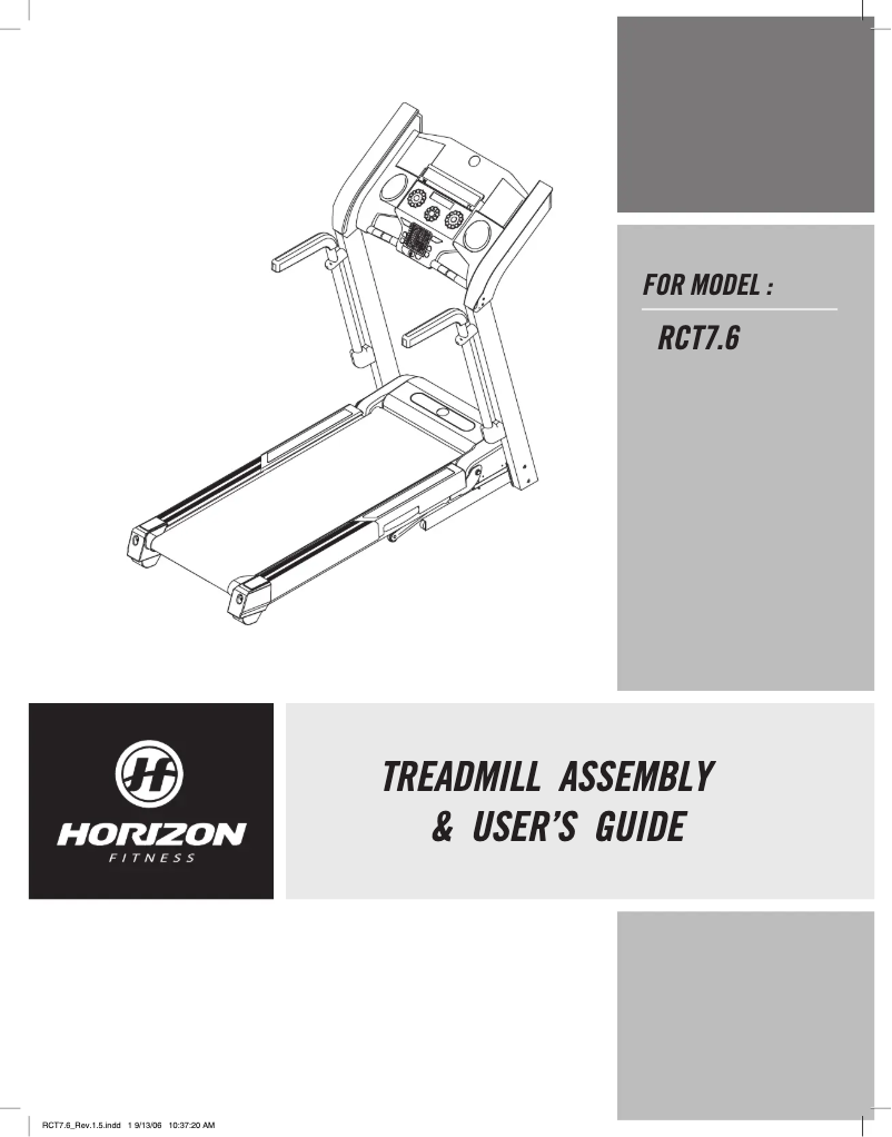 Page 1 de la notice Manuel utilisateur Horizon Fitness RCT7.6